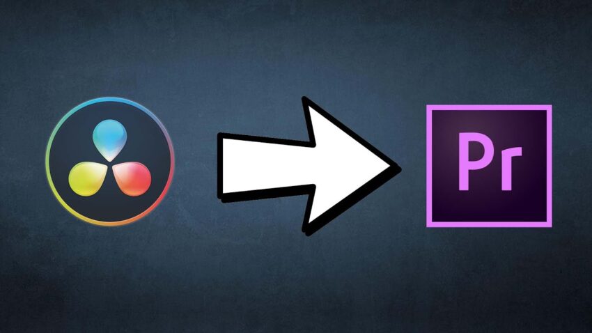 ekrany dwóch programów edycji wideo z podziałem na Premiere Pro i DaVinci